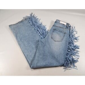 Akira Denim Blue‎ Jeans Women's Size 7 Waist 29" Inseam 33" Fringe Side Nice!